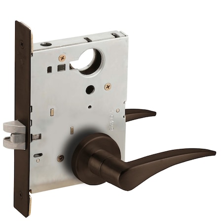 Grade 1 Passage Latch Mortise Lock, 12 Lever, A Rose, Dark Oxidized Satin Bronze Oil Rubbed Finish,